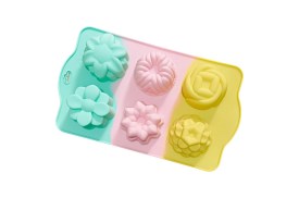 Molde silicona tricolor 6 muffins decorados 